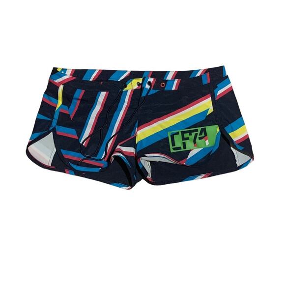 Reebok CrossFit CF74 Shorts Navy Striped Size Small - Picture 1 of 11